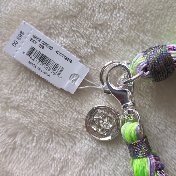 Kendra Scott Masie Silver Corded Braded Friendship Bracelet Lilac Mix Paracord - Picture 7 of 11